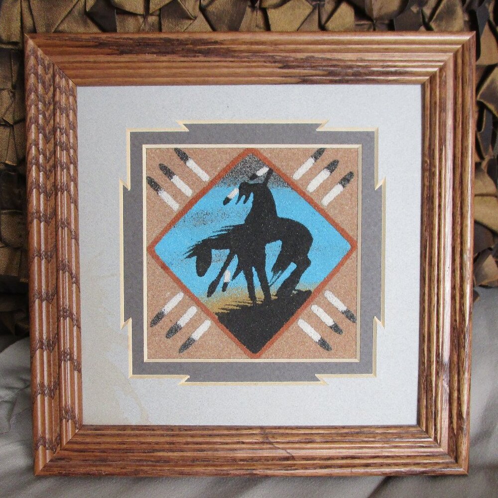 framed authentic Navajo sandpainting
